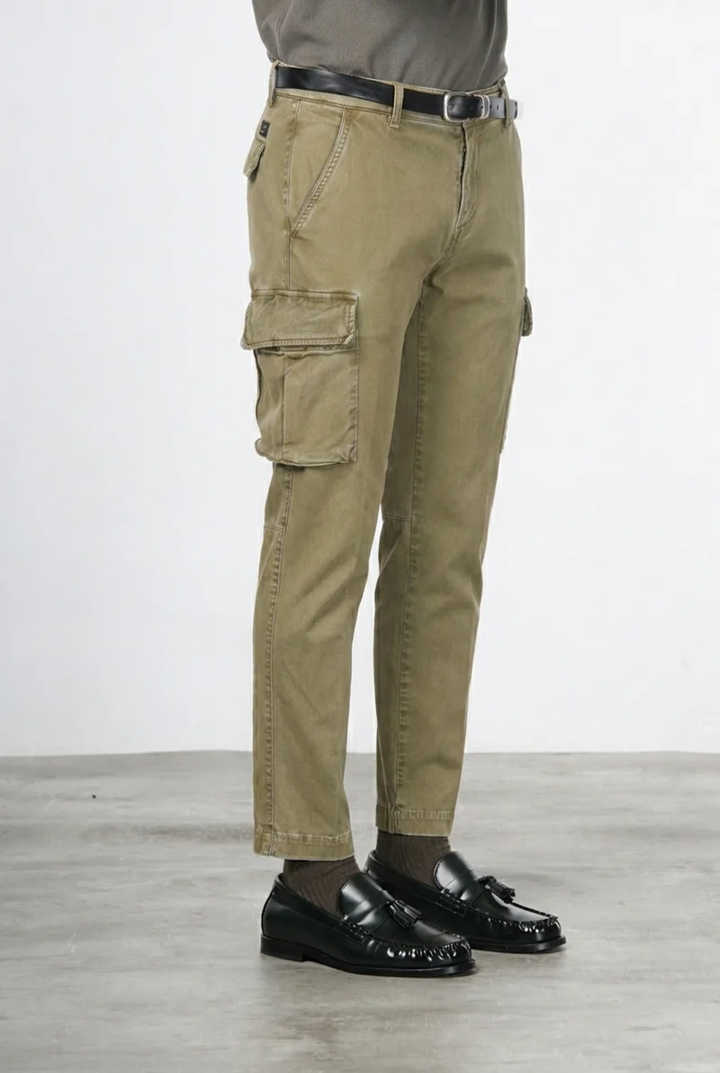 Chile pantalon cargo homme en gabardine stretch, extra slim fit ①