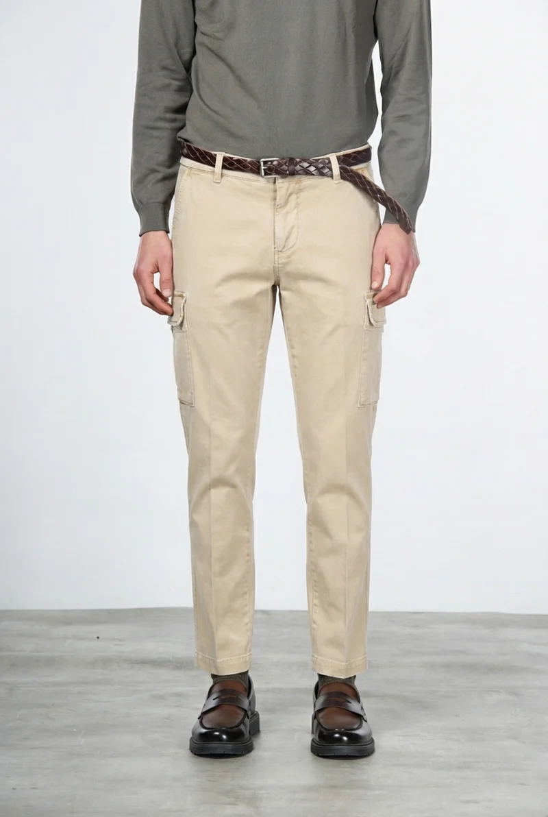 Chile pantalon cargo homme en gabardine stretch, extra slim fit ①