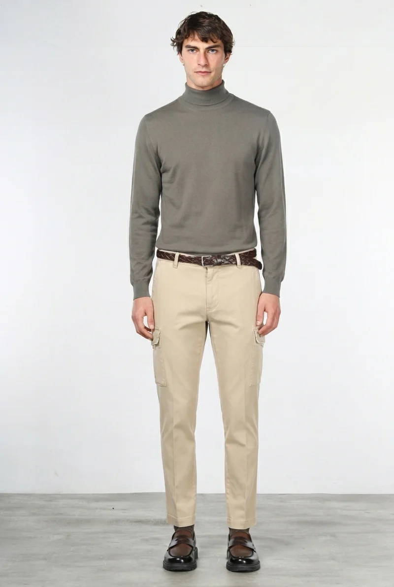 Chile pantalon cargo homme en gabardine stretch, extra slim fit ①