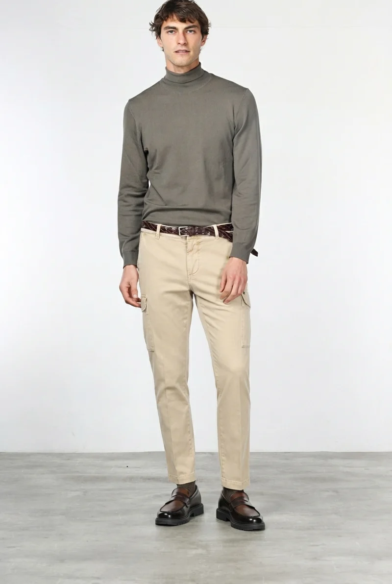 Chile pantalon cargo homme en gabardine stretch, extra slim fit ①