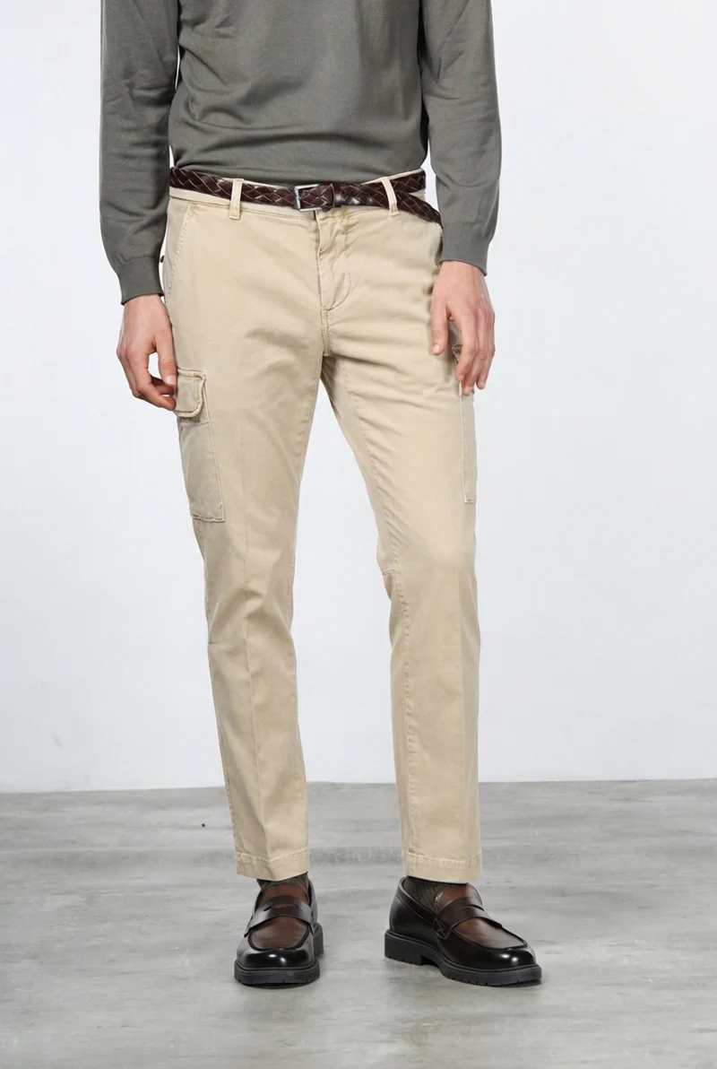Chile pantalon cargo homme en gabardine stretch, extra slim fit ①