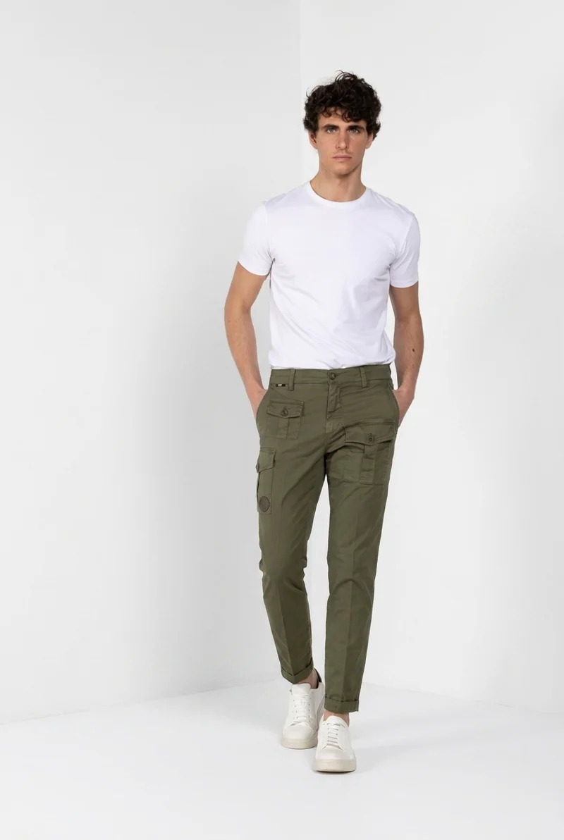 George Coolpocket pantalon cargo homme en twill léger stretch Logo Edition carrot fit ①