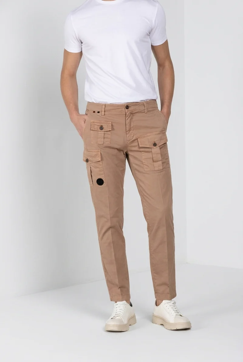 George Coolpocket pantalon cargo homme en twill léger stretch Logo Edition carrot fit ①