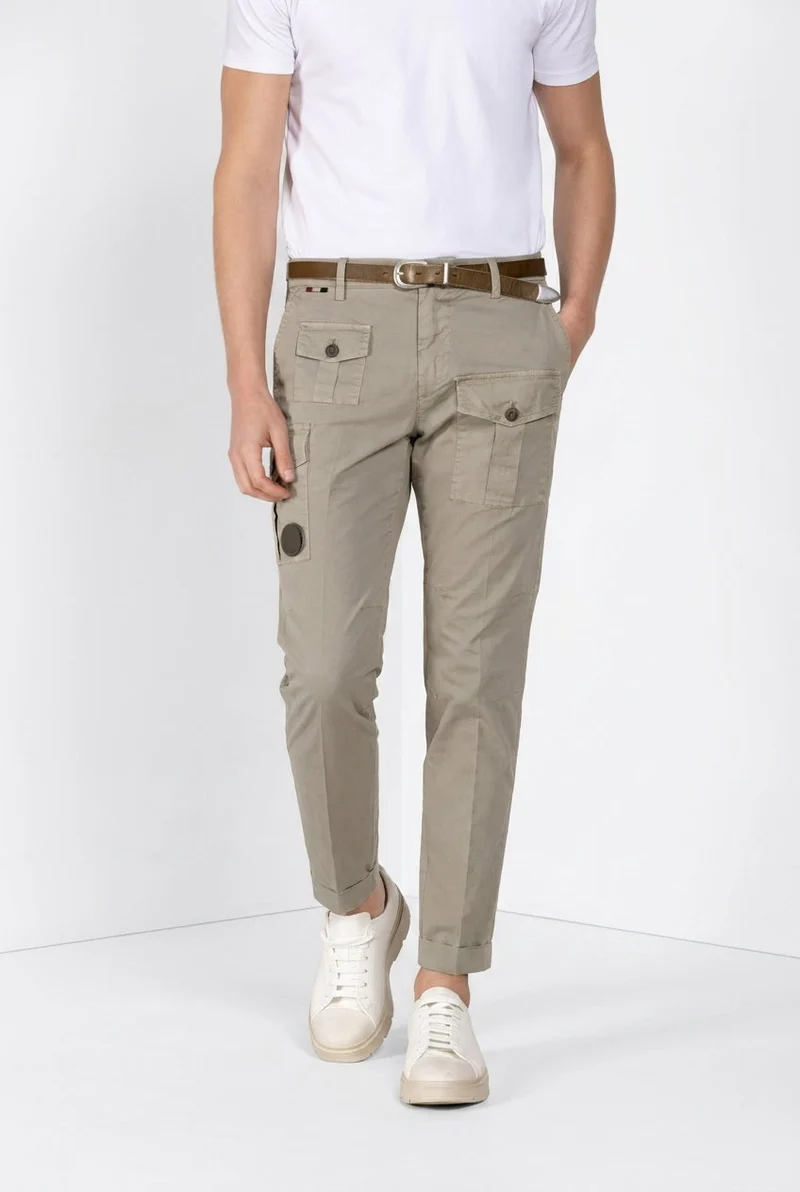 George Coolpocket pantalon cargo homme en twill léger stretch Logo Edition carrot fit ①