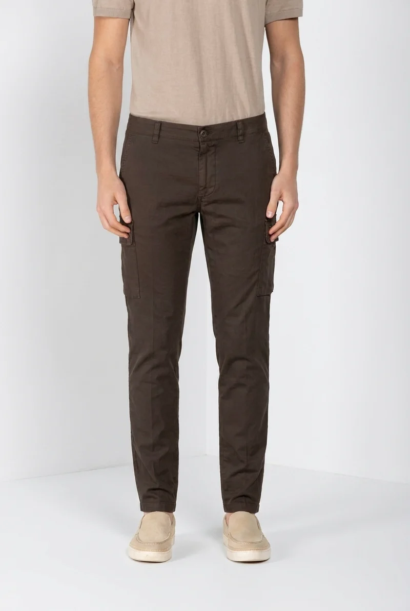 Chile pantalon cargo homme en satin stretch extra slim fit ①