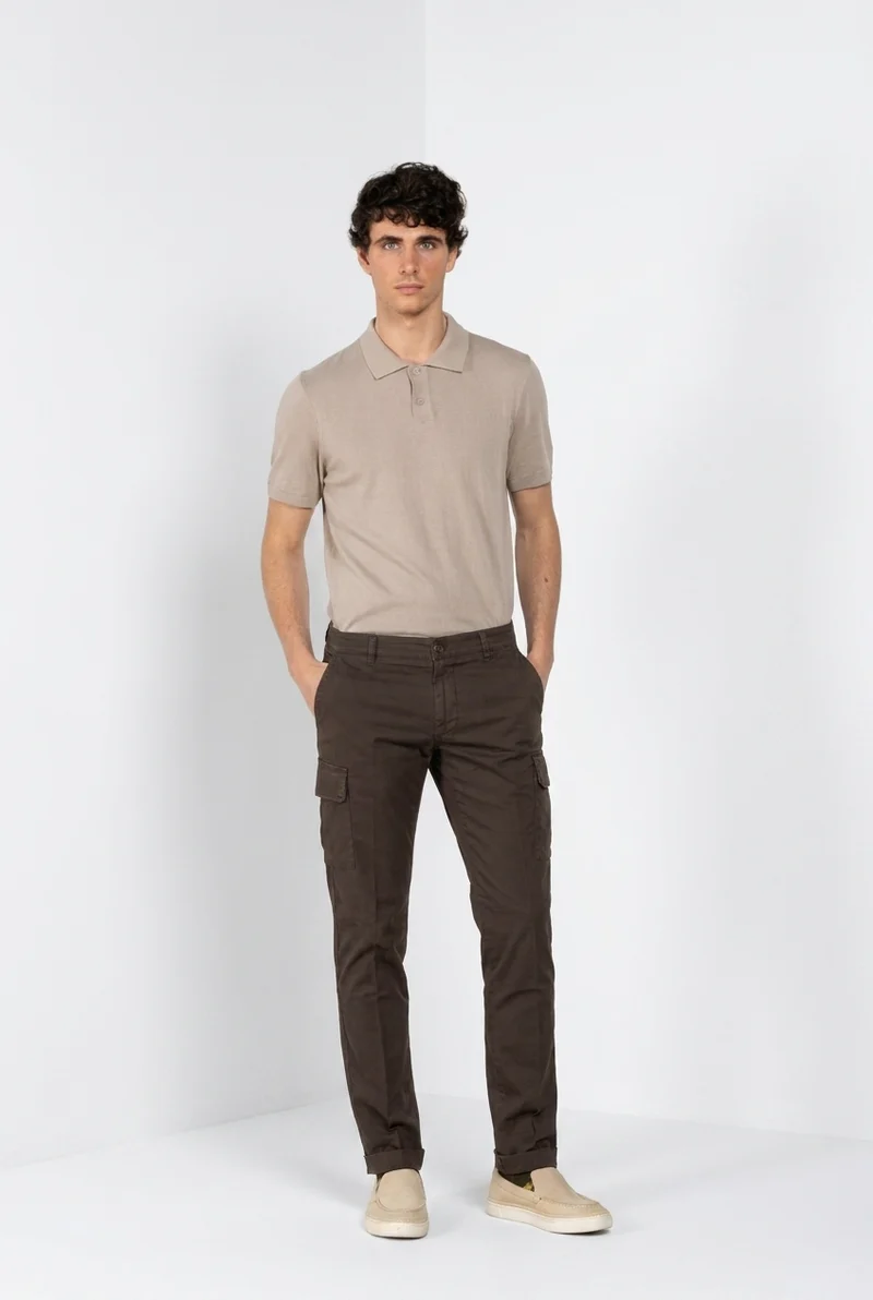 Chile pantalon cargo homme en satin stretch extra slim fit ①