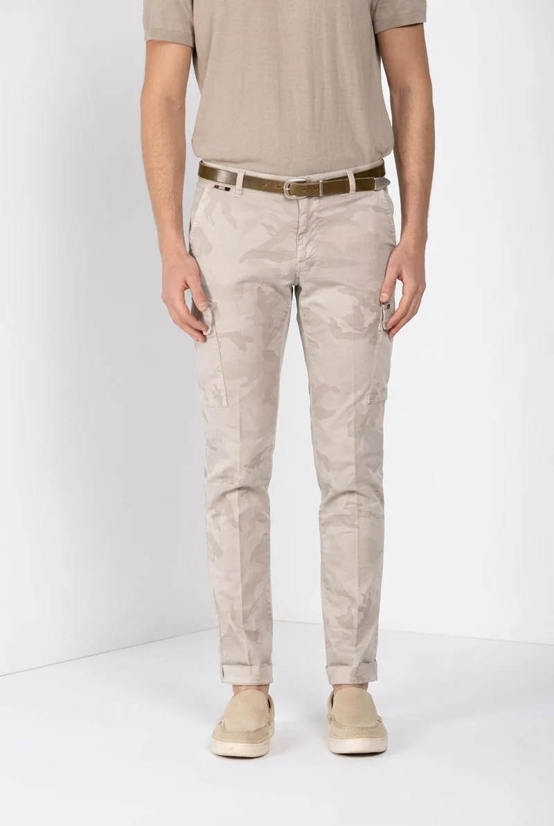 Chile pantalon cargo homme en twill imprimé camouflage extra slim fit ①