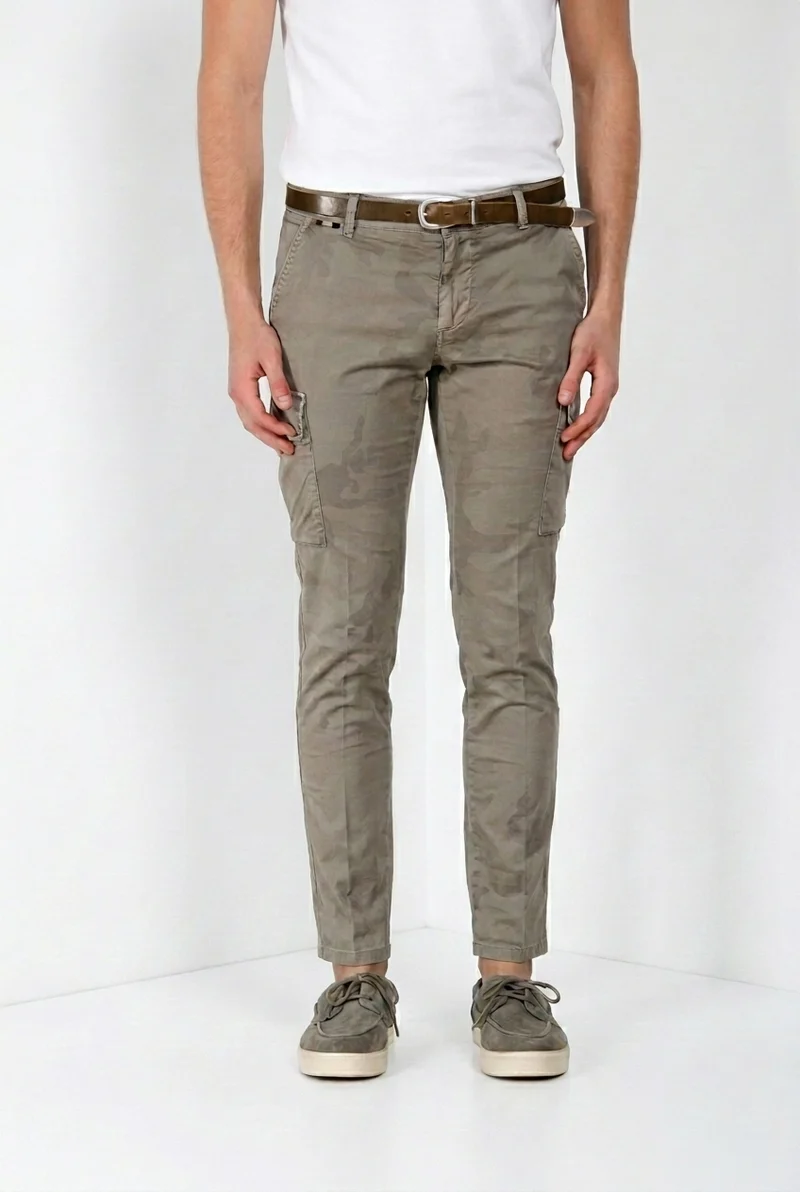 Chile pantalon cargo homme en twill imprimé camouflage extra slim fit ①