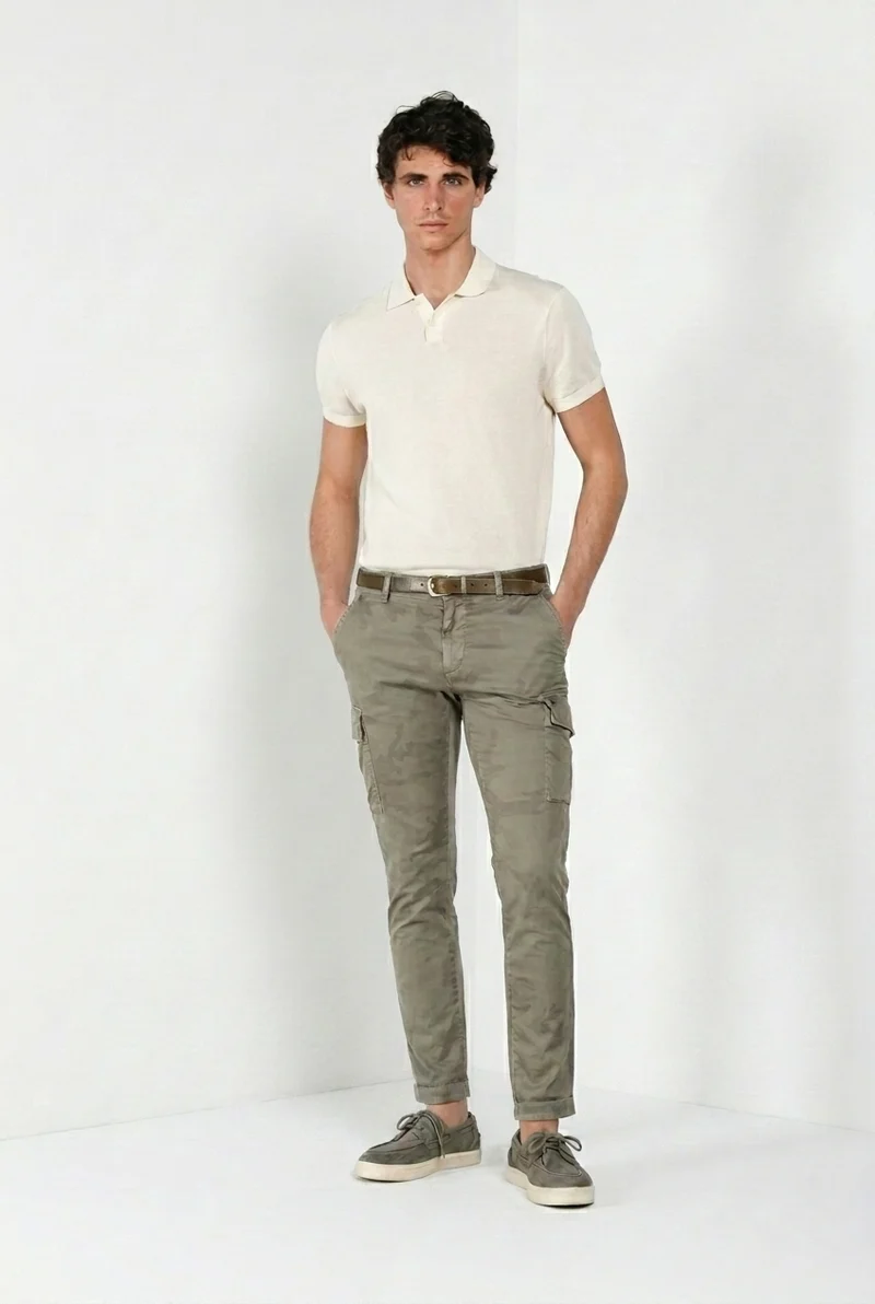 Chile pantalon cargo homme en twill imprimé camouflage extra slim fit ①