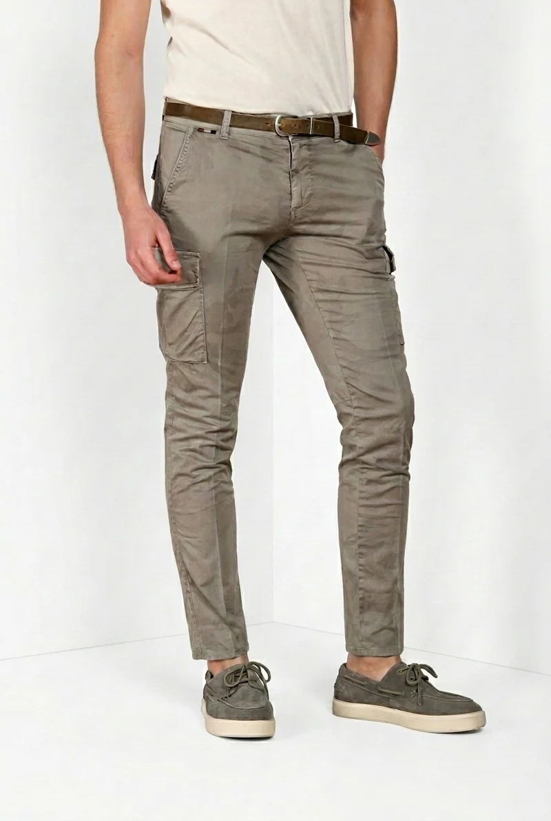 Chile pantalon cargo homme en twill imprimé camouflage extra slim fit ①