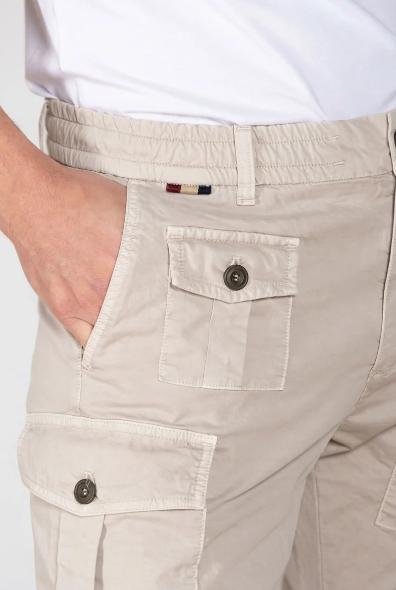 George Coolpocket pantalon cargo jogger homme en gabardine stretch Logo Edition carrot fit ①