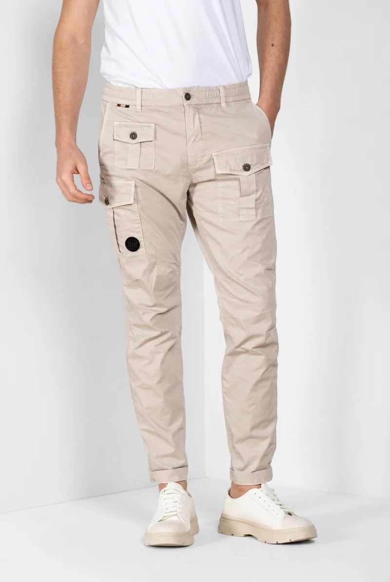George Coolpocket pantalon cargo jogger homme en gabardine stretch Logo Edition carrot fit ①