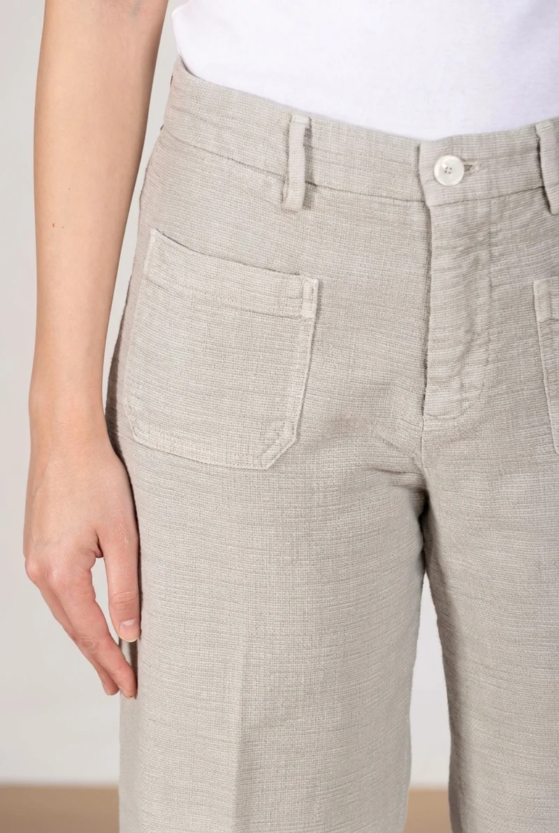 New York Studio Cropped pantalon chino femme en natté straight fit
