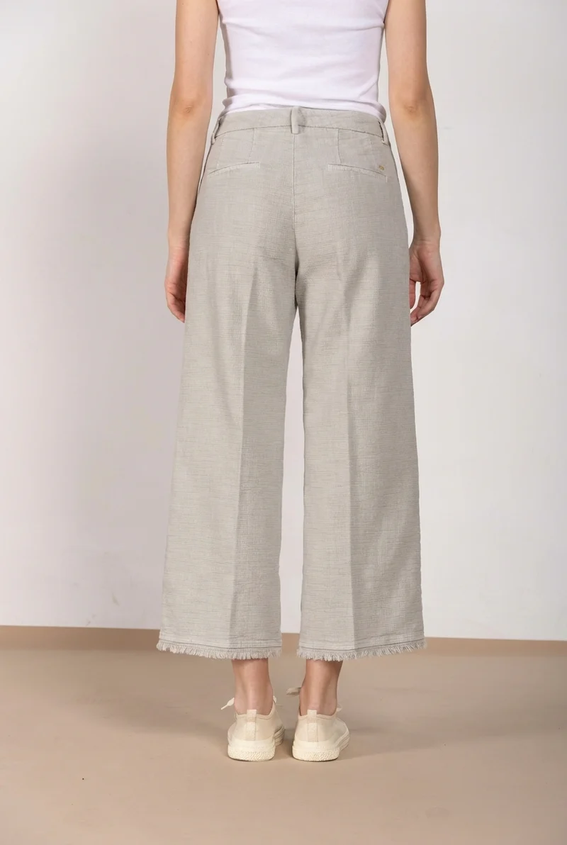New York Studio Cropped pantalon chino femme en natté straight fit
