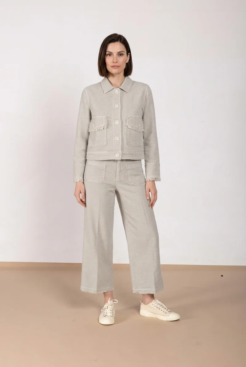 New York Studio Cropped pantalon chino femme en natté straight fit