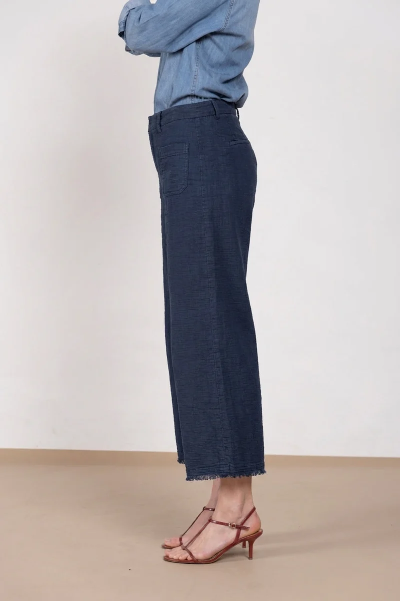 New York Studio Cropped pantalon chino femme en natté straight fit