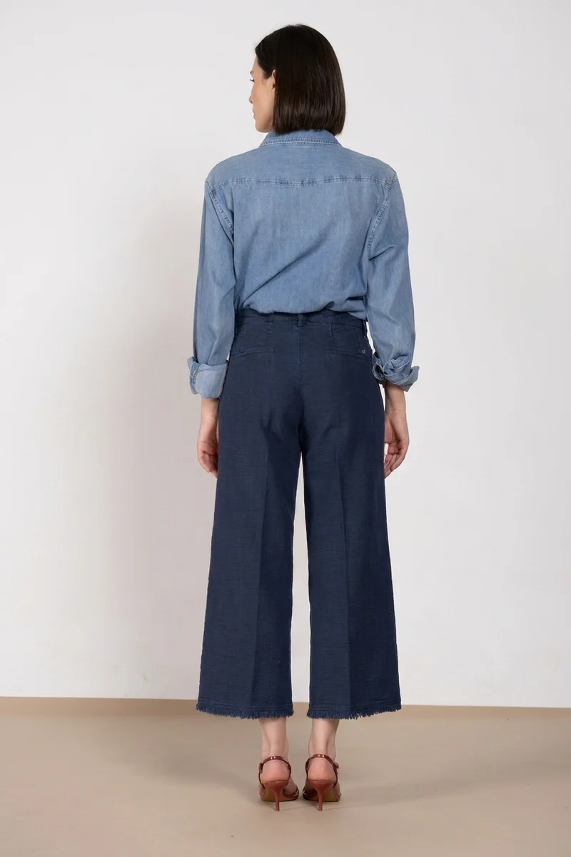 New York Studio Cropped pantalon chino femme en natté straight fit
