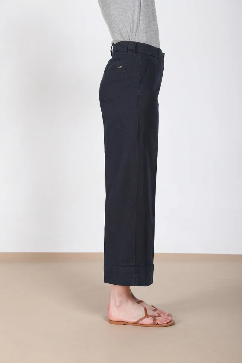 New York Studio Cropped pantalon chino femme en lin et coton straight fit