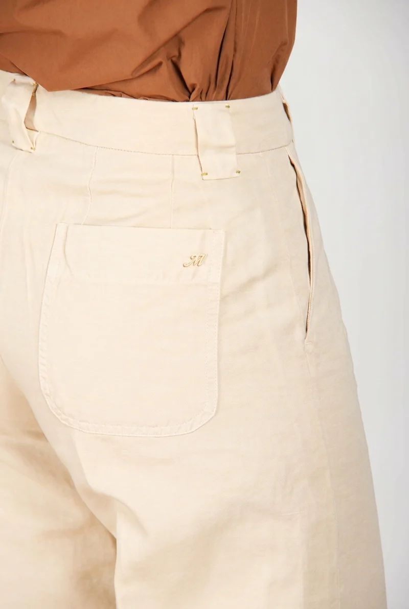 New York Studio Cropped pantalon chino femme en lin et coton straight fit