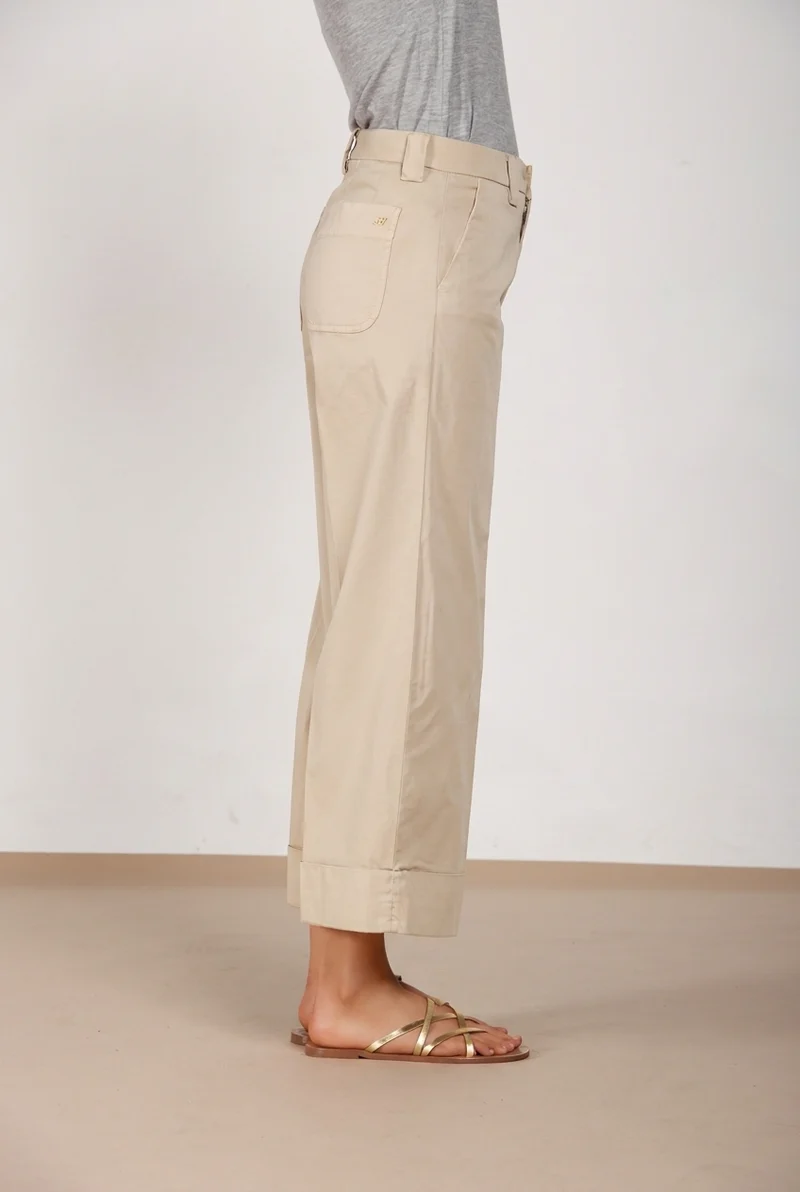 New York Studio Cropped pantalon chino femme en gabardine straight fit