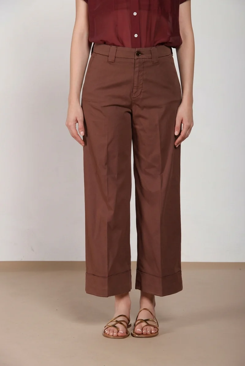New York Studio Cropped pantalon chino femme en gabardine straight fit