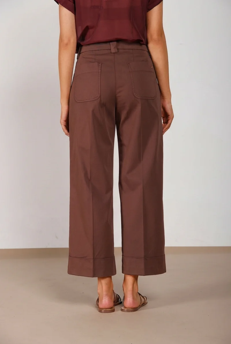 New York Studio Cropped pantalon chino femme en gabardine straight fit