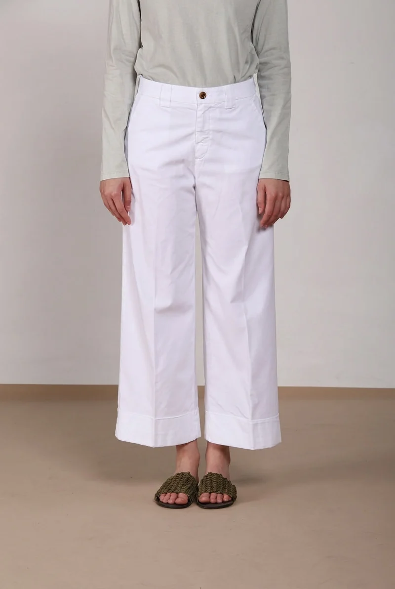 New York Studio Cropped pantalon chino femme en gabardine straight fit