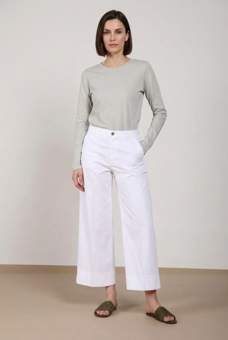 New York Studio Cropped pantalon chino femme en gabardine straight fit