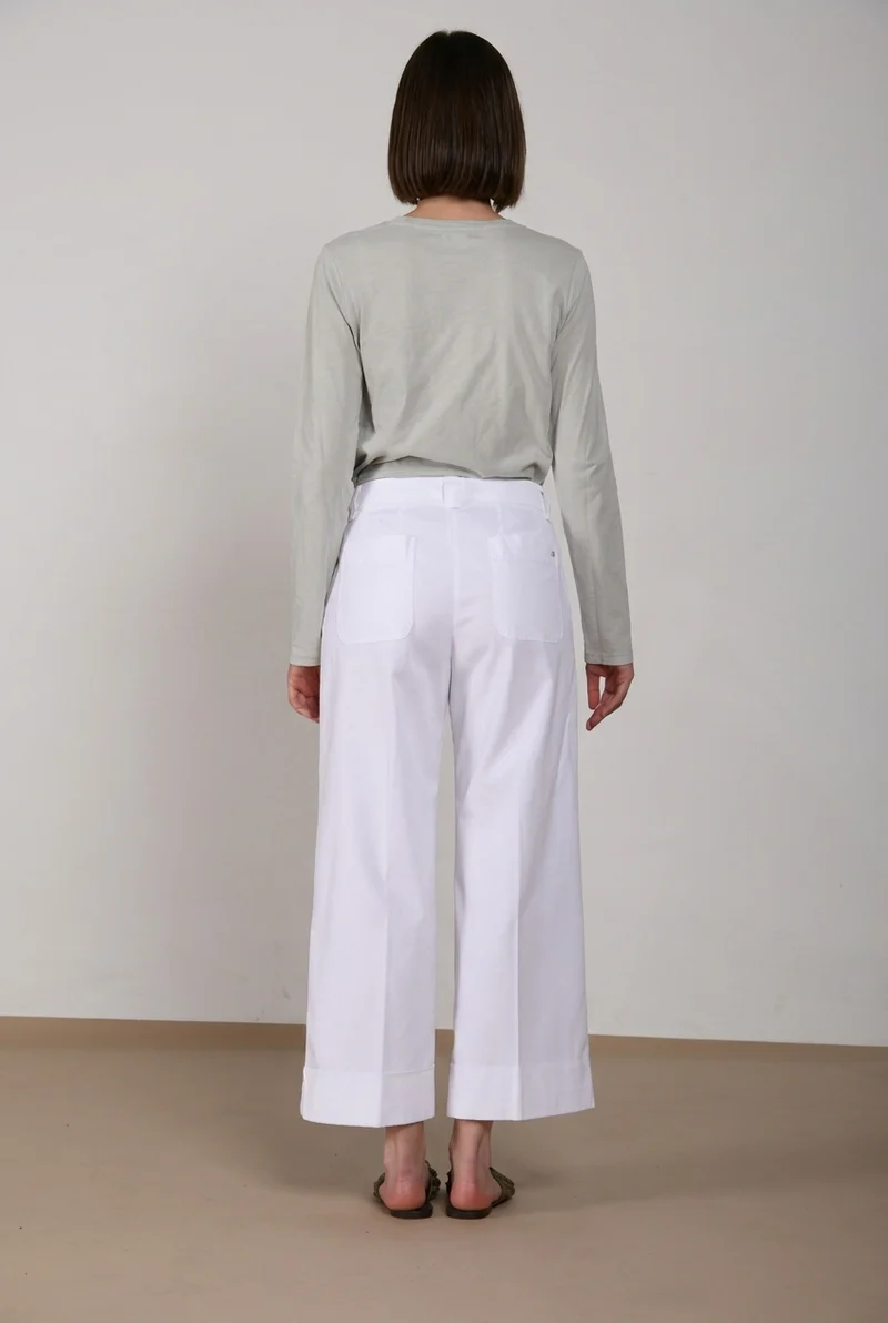New York Studio Cropped pantalon chino femme en gabardine straight fit
