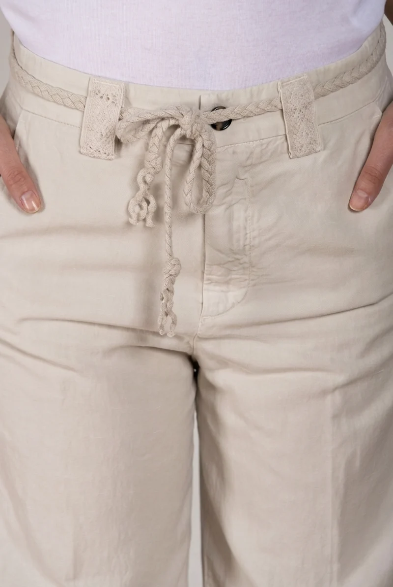 New York Studio pantalon chino femme en twill de coton et lin straight fit