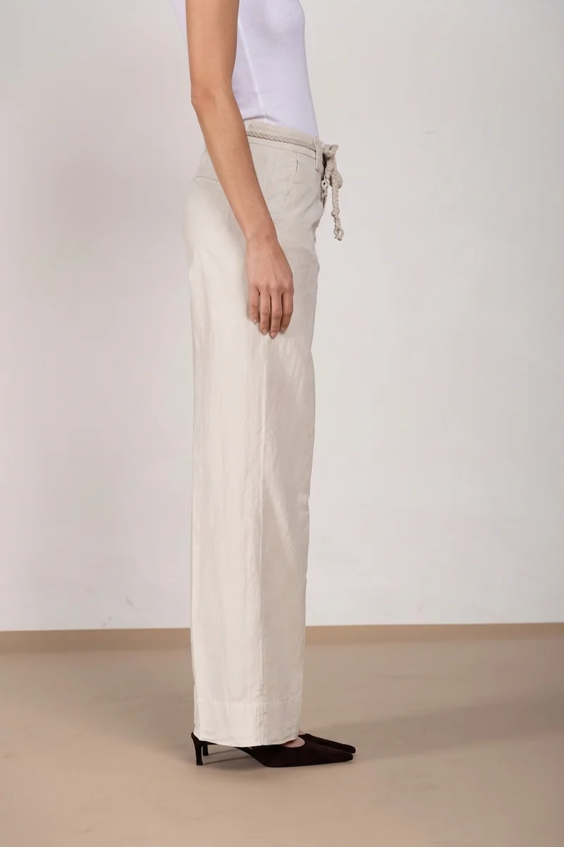New York Studio pantalon chino femme en twill de coton et lin straight fit