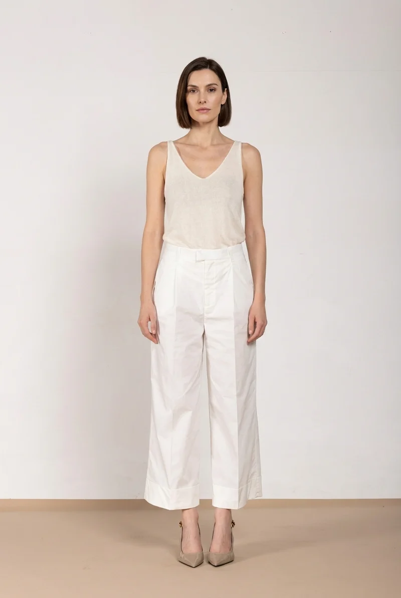 New York Wide pantalon chino femme en toile de parachute wide leg
