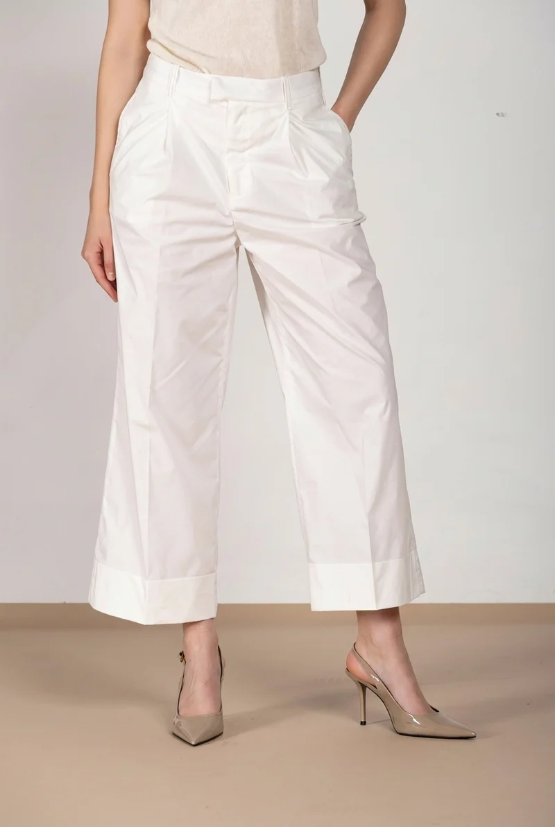 New York Wide pantalon chino femme en toile de parachute wide leg