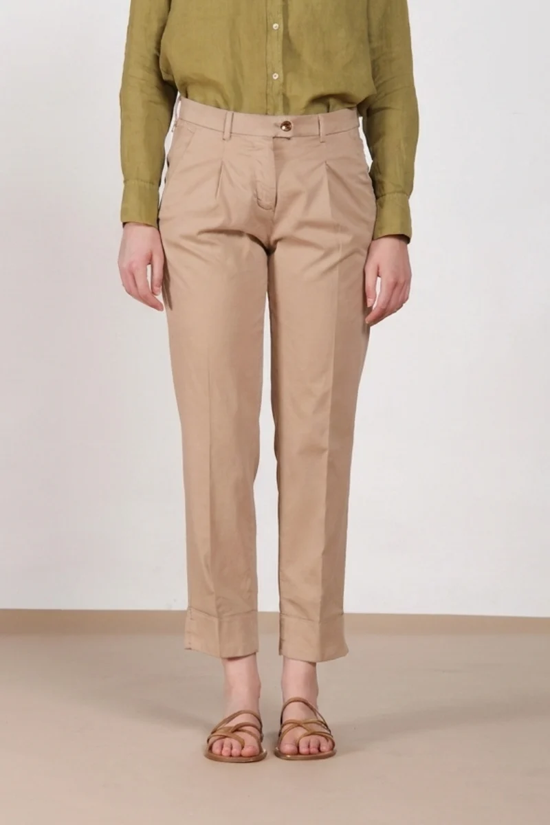 New York Carrot Sartoriale 1 Pince pantalon chino femme en satin de coton et soie carrot fit
