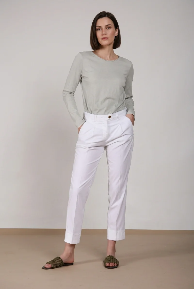 New York Carrot Sartoriale 1 Pince pantalon chino femme en satin de coton et soie carrot fit