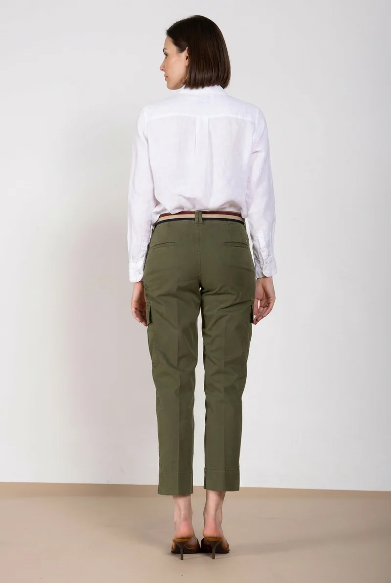 Marlene Cargo pantalon cargo femme en twill léger stretch carrot fit