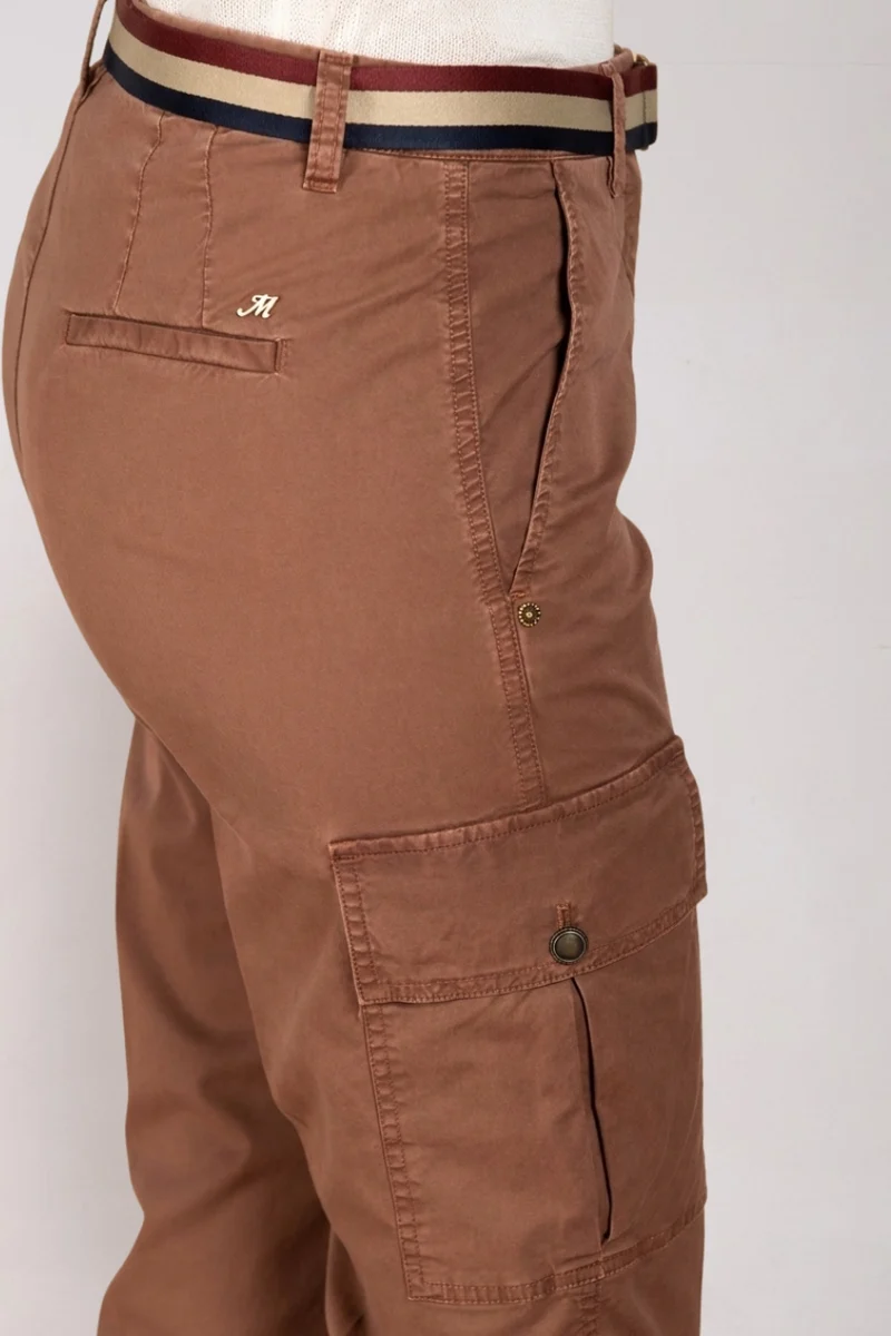 Marlene Cargo pantalon femme en twill léger stretch carrot fit