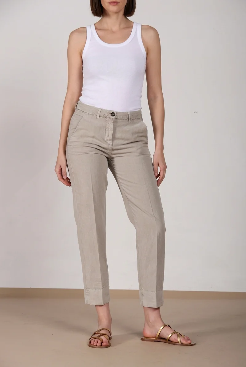 New York Carrot pantalon chino femme en twill de coton et lin carrot fit