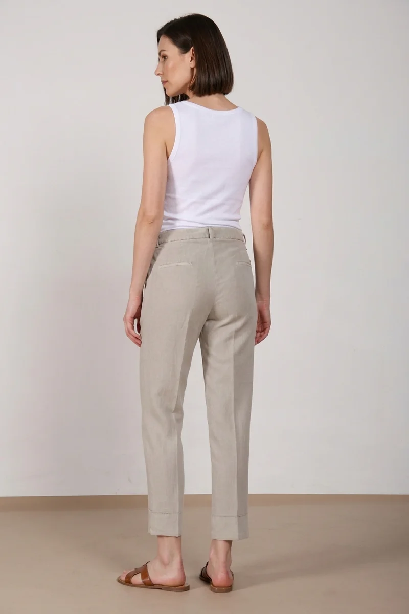 New York Carrot pantalon chino femme en twill de coton et lin carrot fit