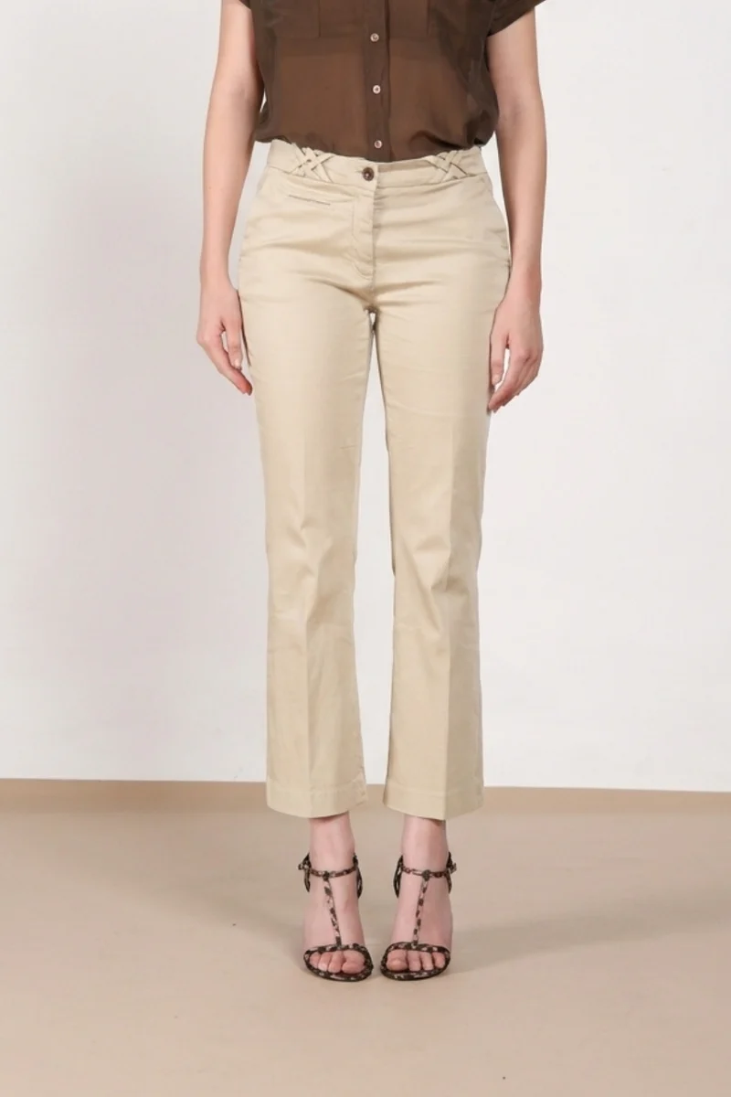 New York Trumpet pantalon chino femme en satin stretch slim fit