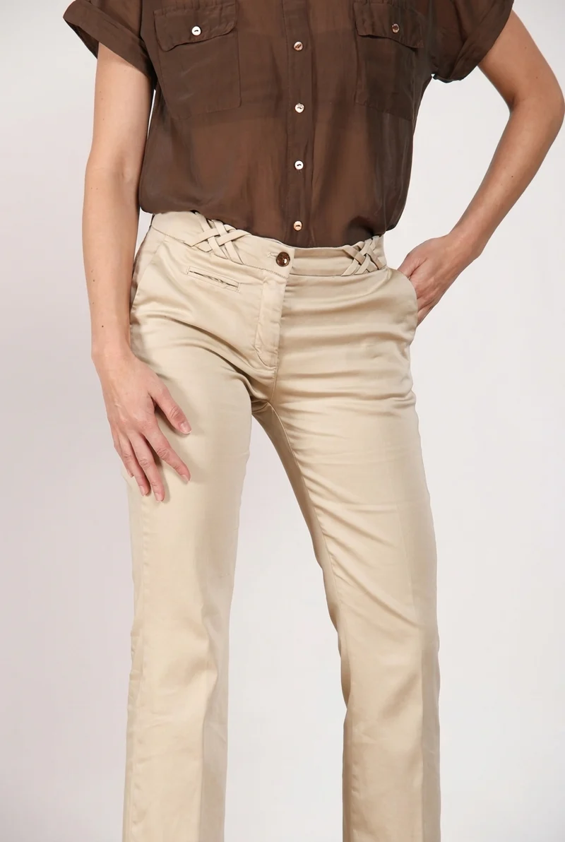 New York Trumpet pantalon chino femme en satin stretch slim fit