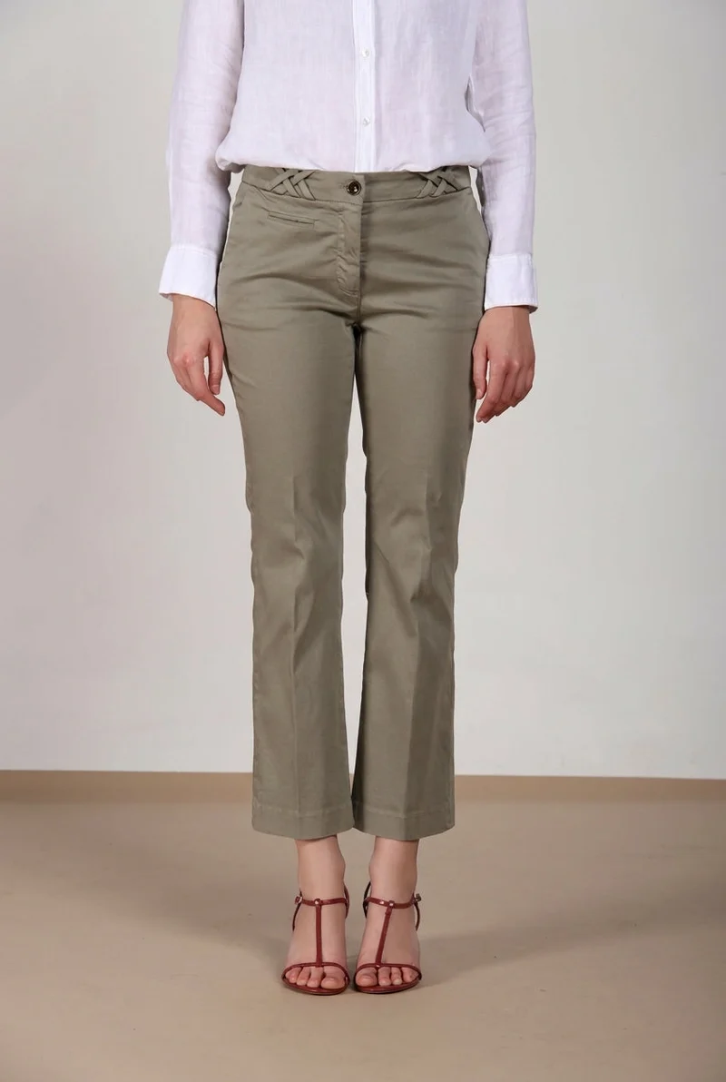 New York Trumpet pantalon chino femme en satin stretch slim fit