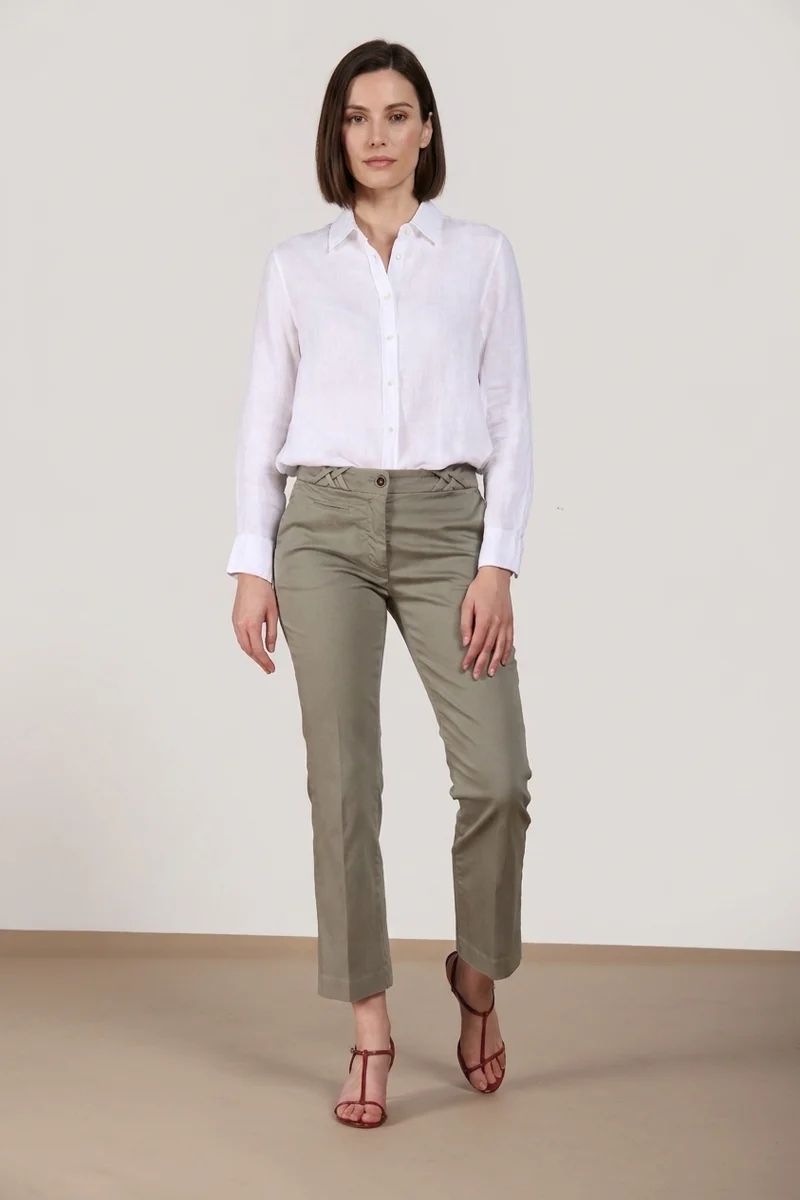 New York Trumpet pantalon chino femme en satin stretch slim fit