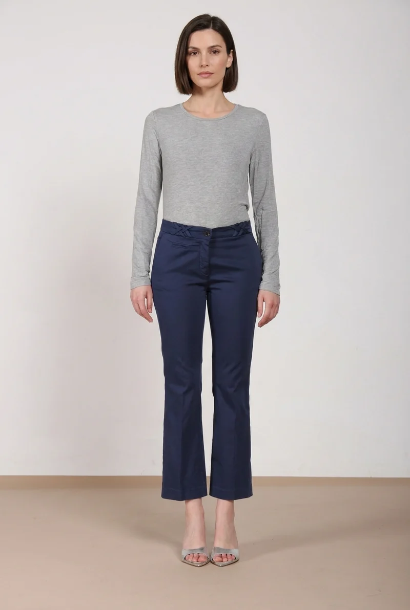 New York Trumpet pantalon chino femme en satin stretch slim fit
