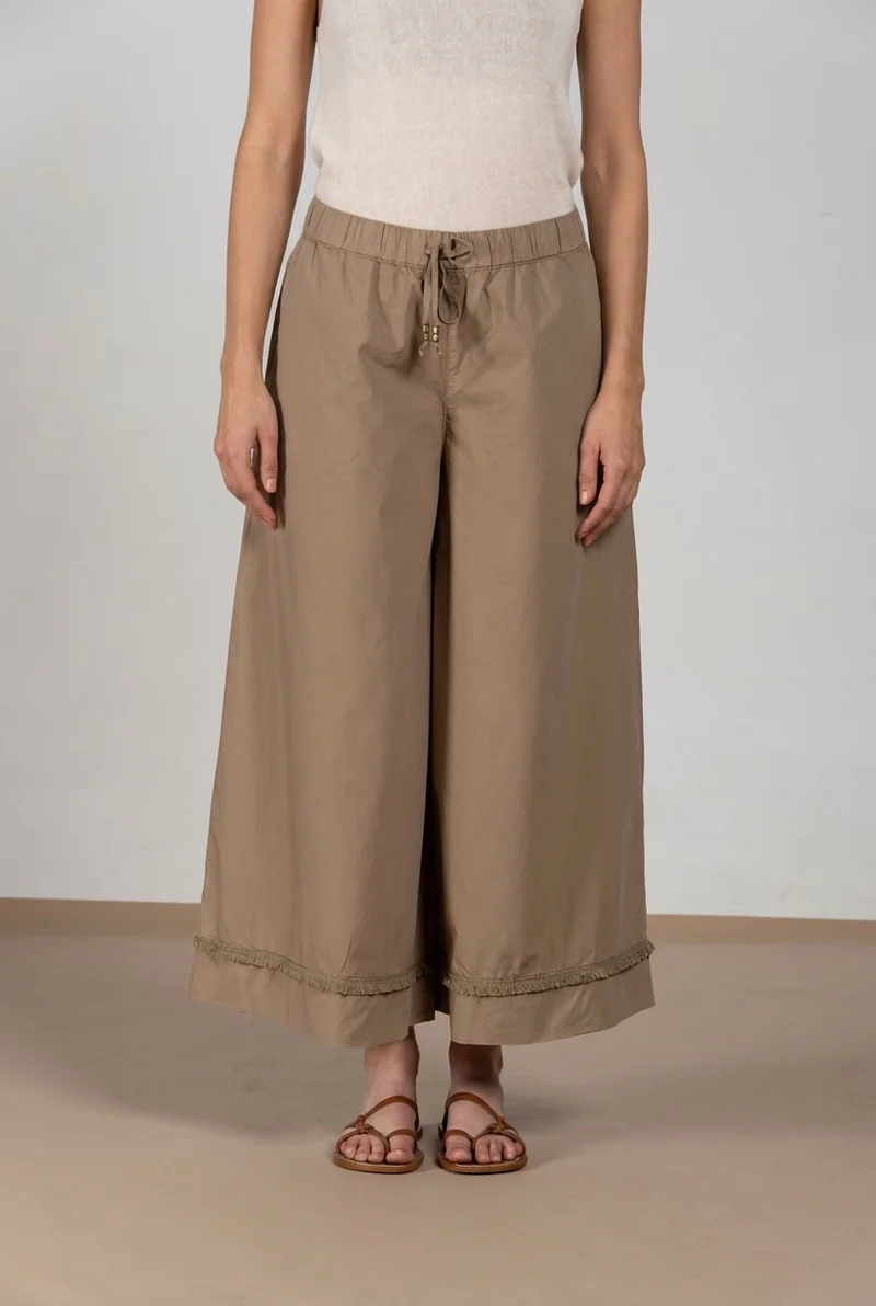 Portofino Cropped pantalon chino jogger femme en popeline wide leg