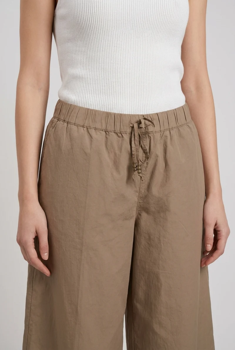 Portofino Cropped pantalon chino jogger femme en popeline wide leg