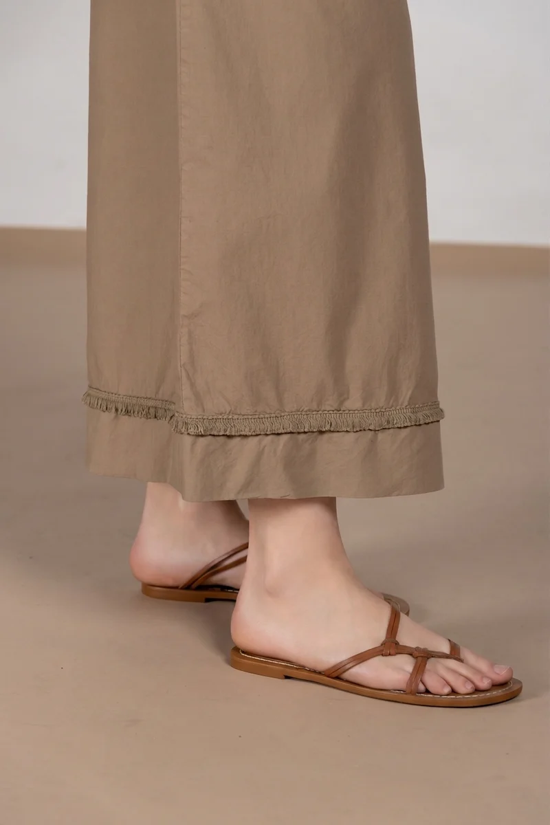 Portofino Cropped pantalon chino jogger femme en popeline wide leg