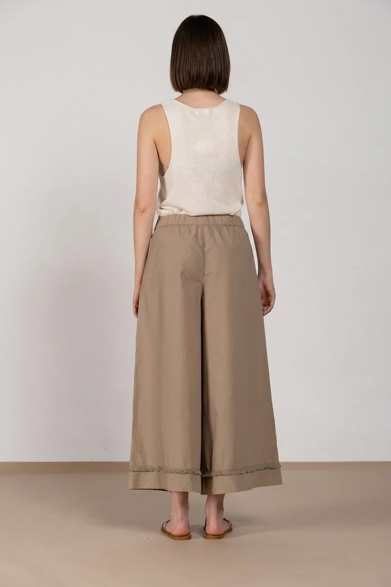 Portofino Cropped pantalon chino jogger femme en popeline wide leg