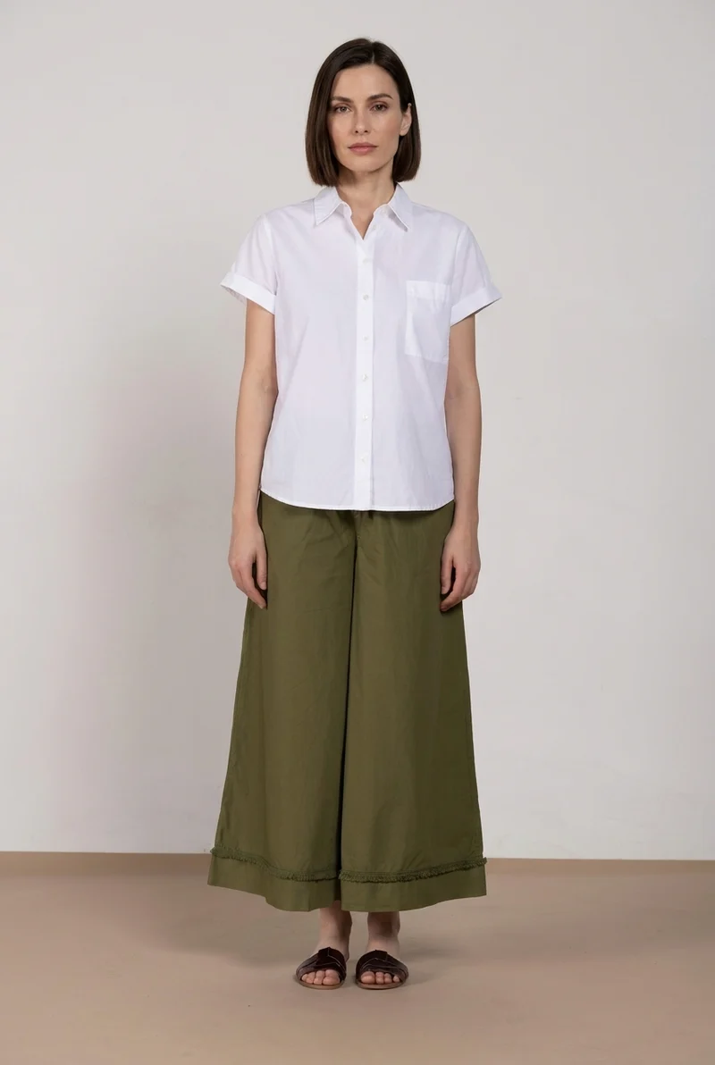 Portofino Cropped pantalon chino jogger femme en popeline wide leg