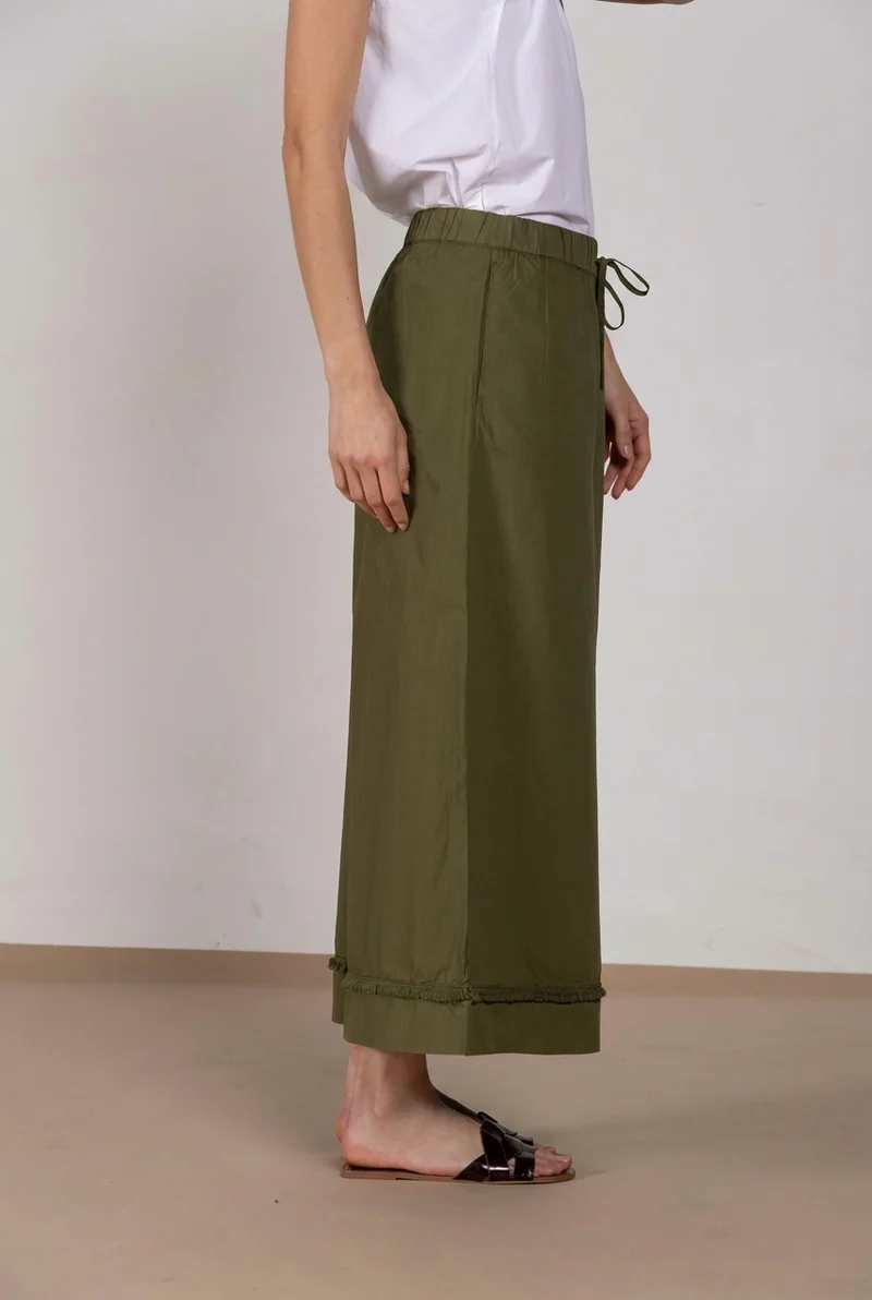 Portofino Cropped pantalon chino jogger femme en popeline wide leg